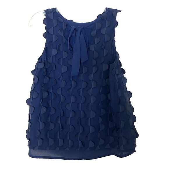 Anthropologie Maeve Navy Dimensional Top Blouse US 2 Sleeveless Tie Back NWT - Picture 5 of 11